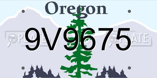 9V9675 Oregon License Plate