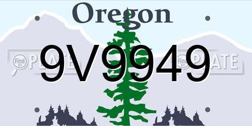 9V9949 Oregon License Plate