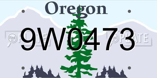 9W0473 Oregon License Plate