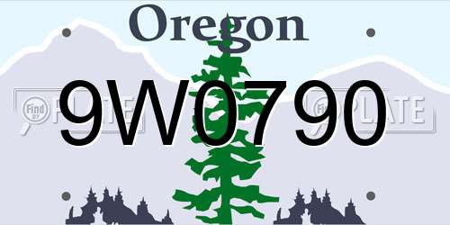 9W0790 Oregon License Plate