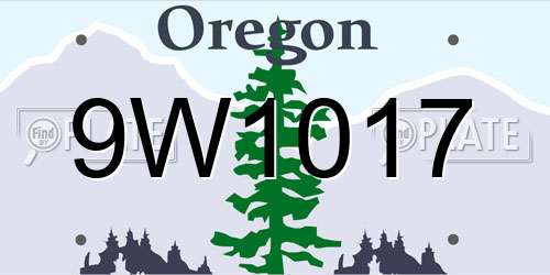 9W1017 Oregon License Plate