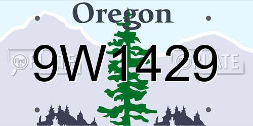 9W1429 Oregon License Plate