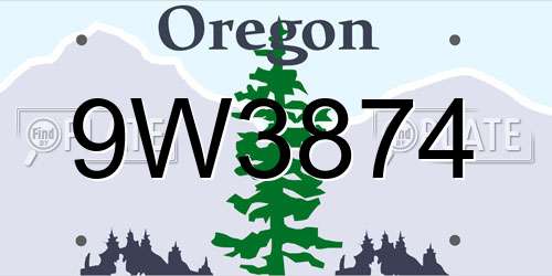 9W3874 Oregon License Plate