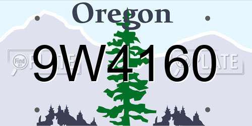 9W4160 Oregon License Plate