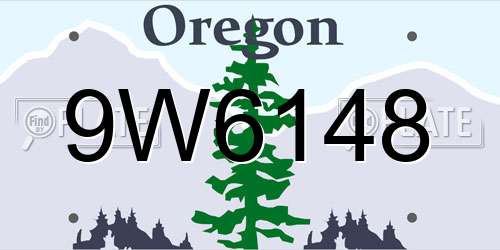 9W6148 Oregon License Plate