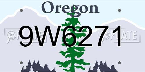 9W6271 Oregon License Plate