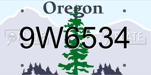 9W6534 Oregon License Plate