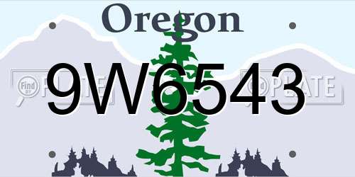 9W6543 Oregon License Plate