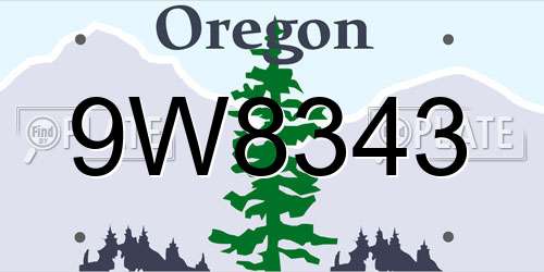 9W8343 Oregon License Plate
