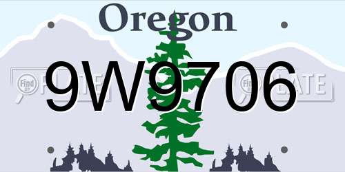 9W9706 Oregon License Plate