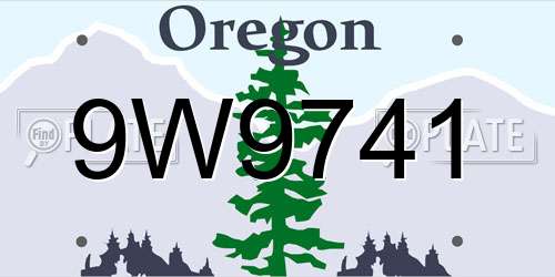 9W9741 Oregon License Plate