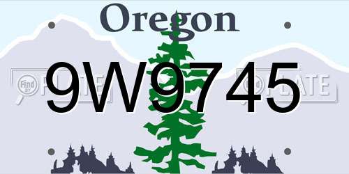 9W9745 Oregon License Plate