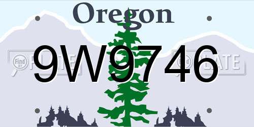 9W9746 Oregon License Plate