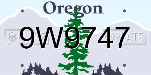 9W9747 Oregon License Plate