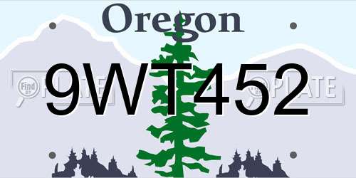 9WT452 Oregon License Plate