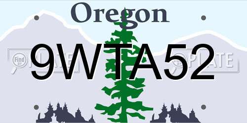 9WTA52 Oregon License Plate