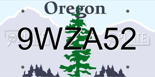 9WZA52 Oregon License Plate
