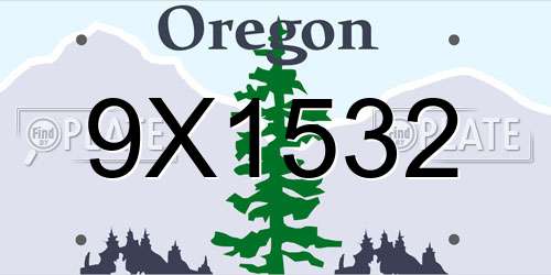 9X1532 Oregon License Plate