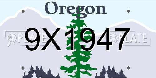 9X1947 Oregon License Plate