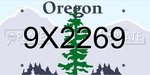 9X2269 Oregon License Plate