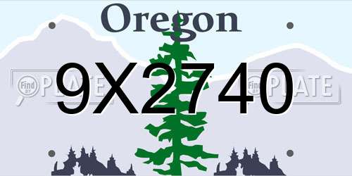 9X2740 Oregon License Plate
