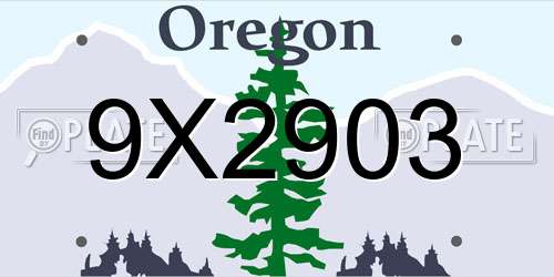 9X2903 Oregon License Plate