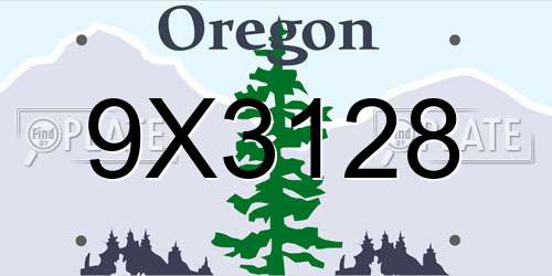 9X3128 Oregon License Plate