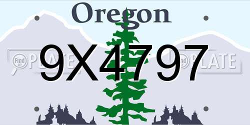 9X4797 Oregon License Plate