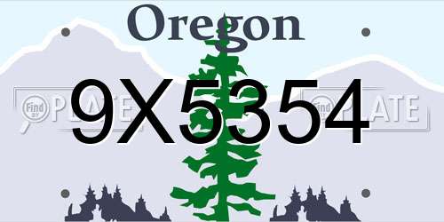 9X5354 Oregon License Plate