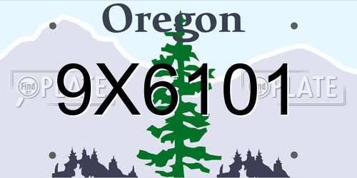 9X6101 Oregon License Plate