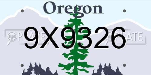 9X9326 Oregon License Plate