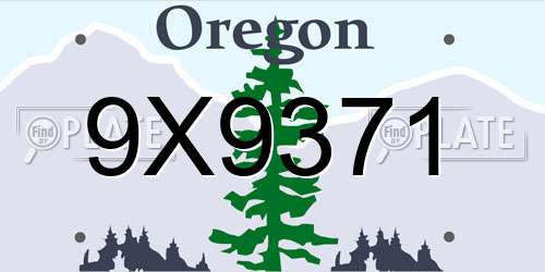 9X9371 Oregon License Plate