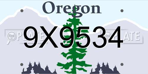9X9534 Oregon License Plate