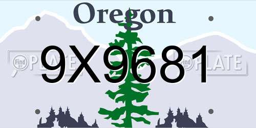 9X9681 Oregon License Plate