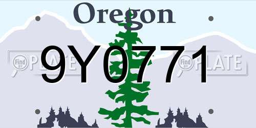 9Y0771 Oregon License Plate