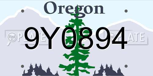 9Y0894 Oregon License Plate