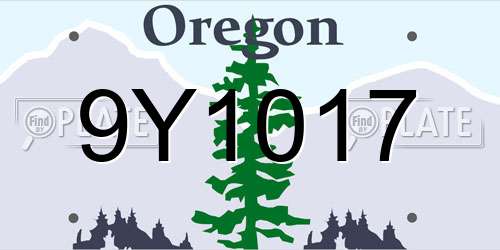 9Y1017 Oregon License Plate