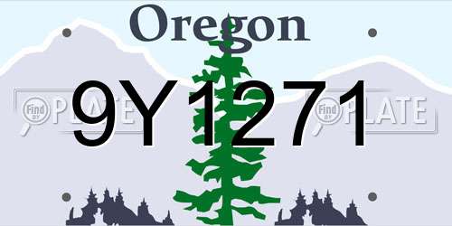 9Y1271 Oregon License Plate