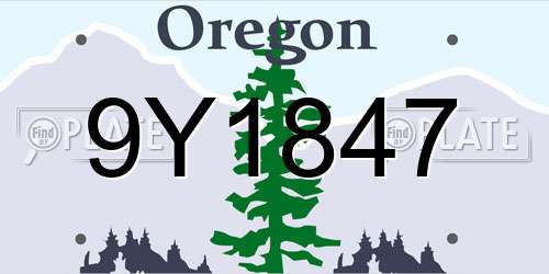 9Y1847 Oregon License Plate