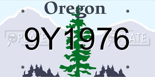 9Y1976 Oregon License Plate