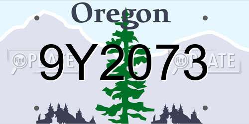 9Y2073 Oregon License Plate