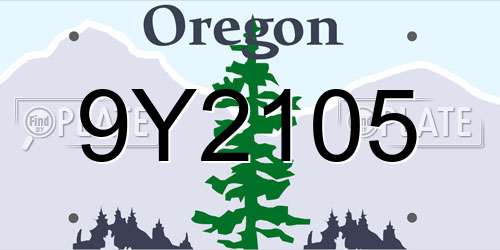 9Y2105 Oregon License Plate