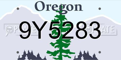 9Y5283 Oregon License Plate