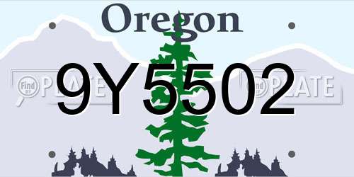 9Y5502 Oregon License Plate