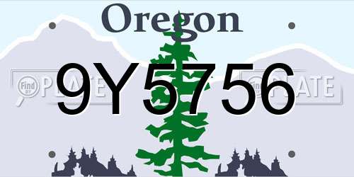 9Y5756 Oregon License Plate