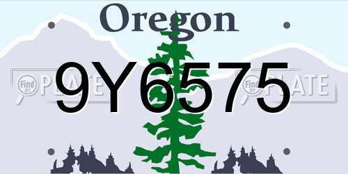 9Y6575 Oregon License Plate
