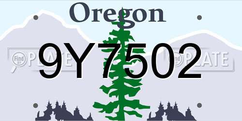 9Y7502 Oregon License Plate