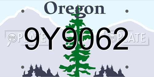 9Y9062 Oregon License Plate