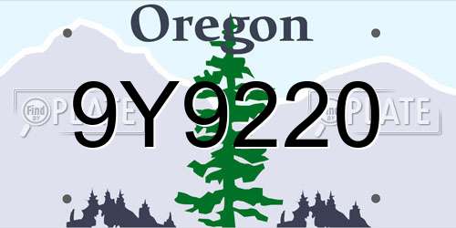 9Y9220 Oregon License Plate