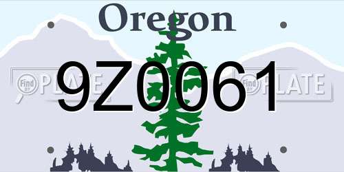 9Z0061 Oregon License Plate